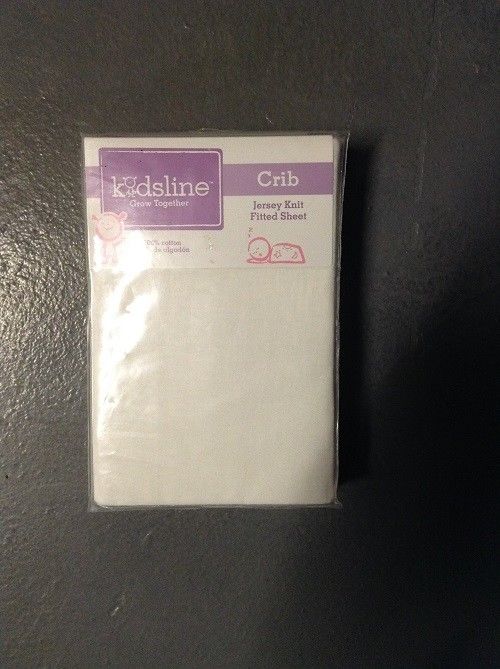 Kidsline Brand Jersey Knit Fitted Crib Sheet-100% cotton-White
