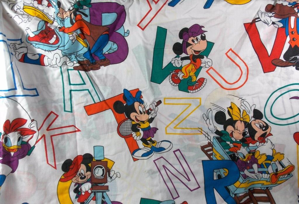 Disney Vintage Dundee Mickey Mouse ABC Fitted Crib Sheet Toddler Bed USA