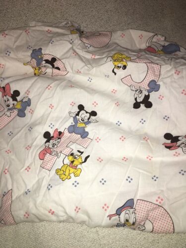 1984  Dundee Fitted Baby Crib Sheet Disney Babies ABC Mickey Minnie Pluto Fabric