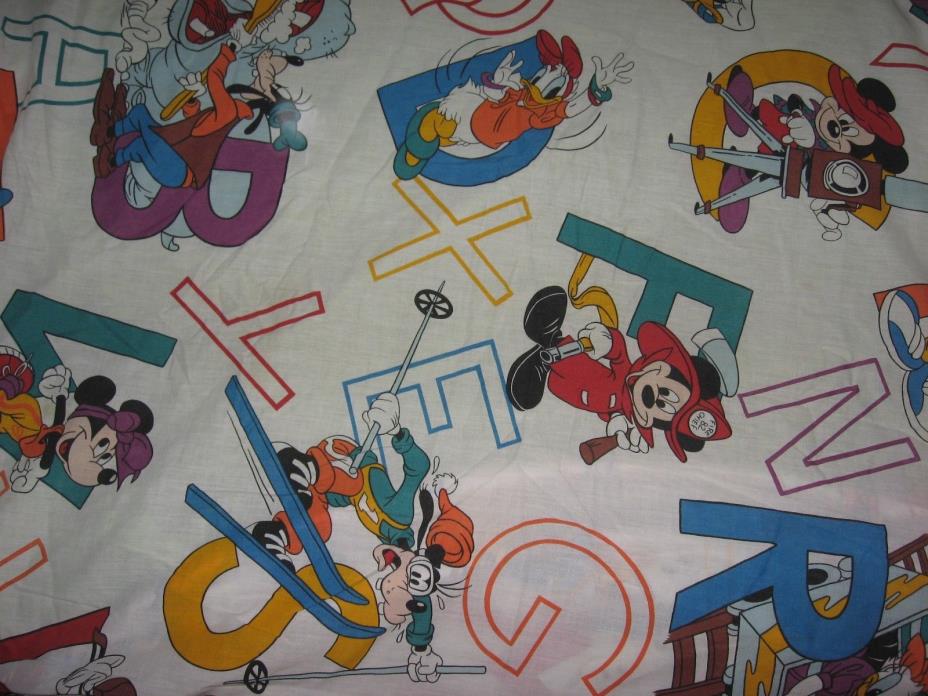 Vtg Dundee Disney Mickey Mouse Fitted Baby Crib Toddler Bed Sheet ABC Nursery