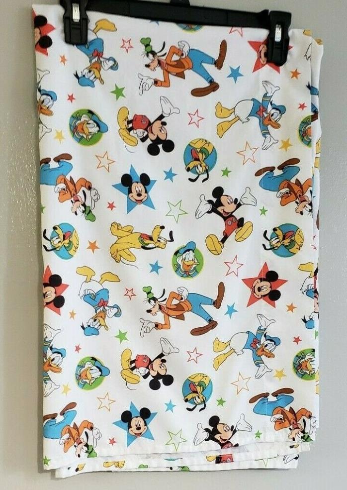Disney Toddler Flat Top Sheet Donald Mickey Goofy Pluto Stars Playground Pals