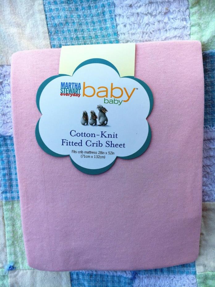 Martha Stewart Baby Fitted Crib Sheet 100% Cotton Knit Pink Brand New