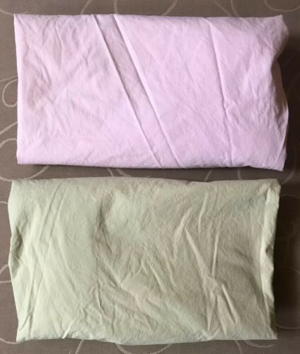 Pottery Barn Kids Crib Sheets | Lot of 2 | Lt Pink, Sage Green | Organic Cotton