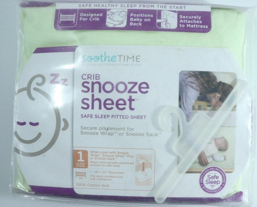 NIP Soothe Time Crib Snooze Fitted 100% Cotton Knit Sheet Green