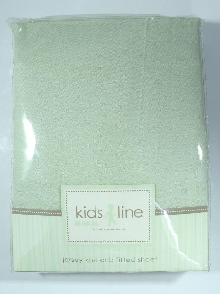 NIP KidsLine Kids Line Jersey Knit Crib Fitted Sheet Celadon Sage Green