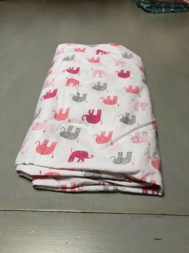1 Pottery Barn Kids Elephant Crib Sheet Pink White Gray