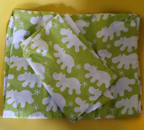 Ikea Barnslig Flodhast Duvet Cover & Pillowcase Crib Toddler Size Green White