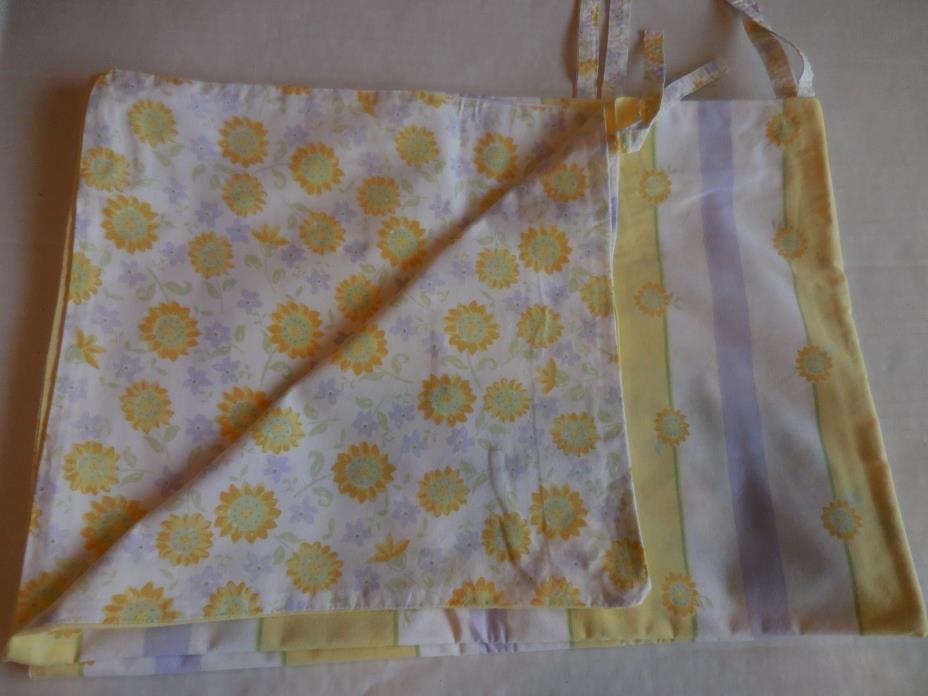 Pottery Barn Kids Crib Duvet Yellow Lavender White Sunflowers Floral Striped