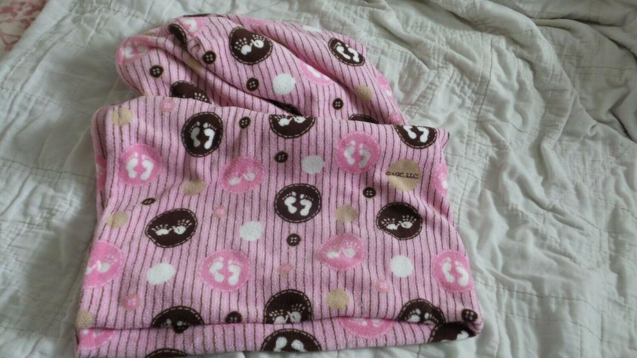 Hand Sewn Pink Fleece Baby Regular Size CRIBSHEET NEW! Baby Feet + Hand Pattern