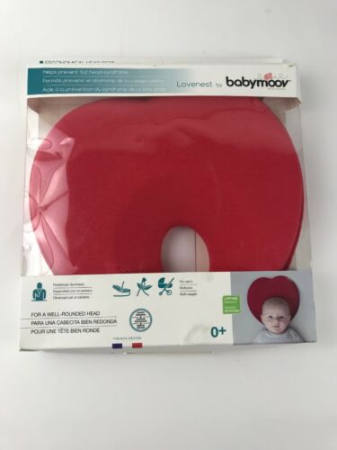 Babymoov Lovenest Pillow Ergonomic Head Rest Heart Shaped Cotton Red Ages 0-4mos