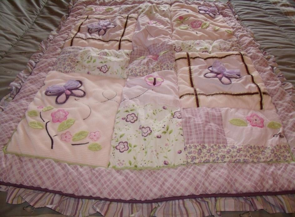 cocalo sugar plum crib comforter purple with butterflies and flowers