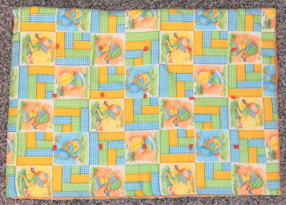 Vintage Baby Quilt Holly Hobby Blue Orange Green 42