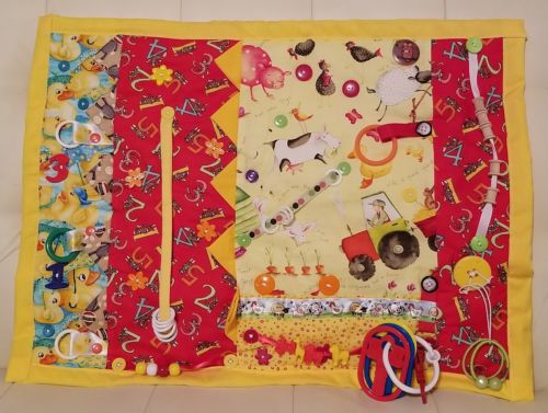 Handmade Fidget Lap Blanket Quilt baby toddler kids autism numbers farm yellow