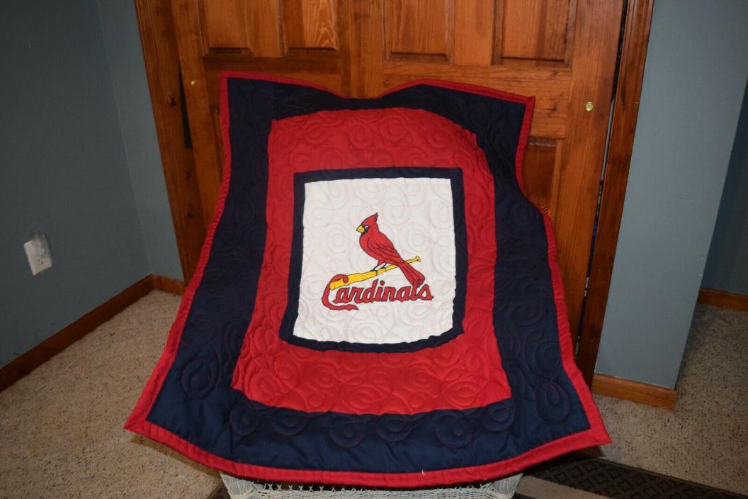 BABY CRIB QUILT M/W ST LOUIS CARDINALS FABRIC