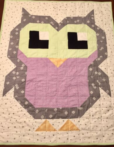 New Handmade Owl Baby Quilt Blanket 35”x43” Snuggle Flannel Soft!