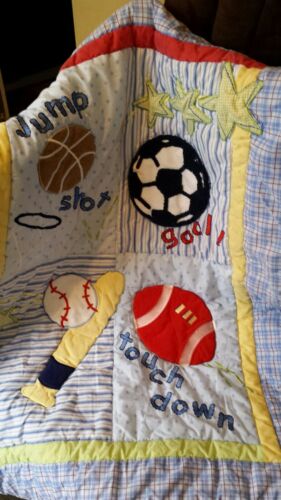 Just Born Baby Sports Crib Quilt / Comforter Football, Soccer, Baseball