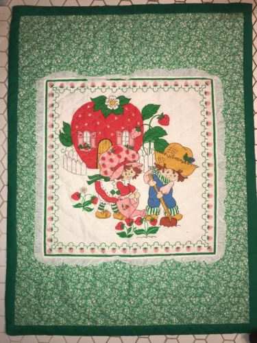 Vintage Strawberry Shortcake Huckleberry Pie Baby Quilt Security Blanket Nylon
