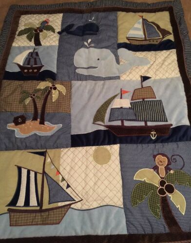 NOJO BOYS SHIPS AND ISLAND THEMED BABY QUILT