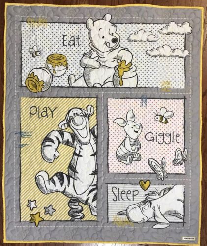 Winnie The Pooh New handmade ”35 1/2 x 42 1/2 baby/toddler embroidered quilt