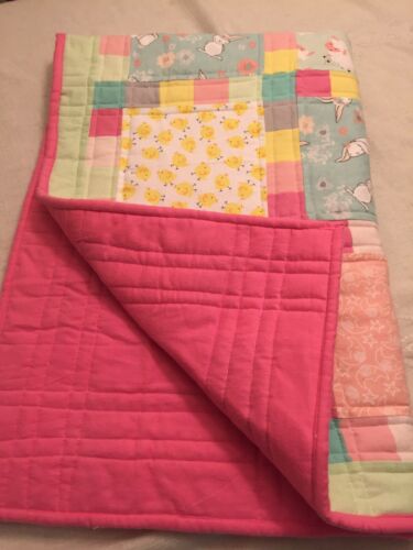 New handmade Baby Lap Crib Quilt Blanket Throw 34”x52” -Snuggle Flannel Soft!