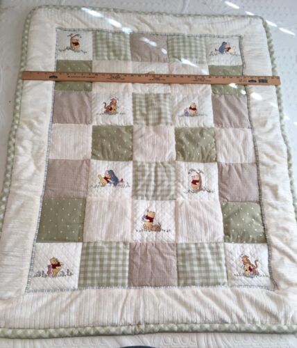 Disney Baby Winnie the Pooh Tigger Eeyore Embroidery Crib Comforter Quilt 36X46