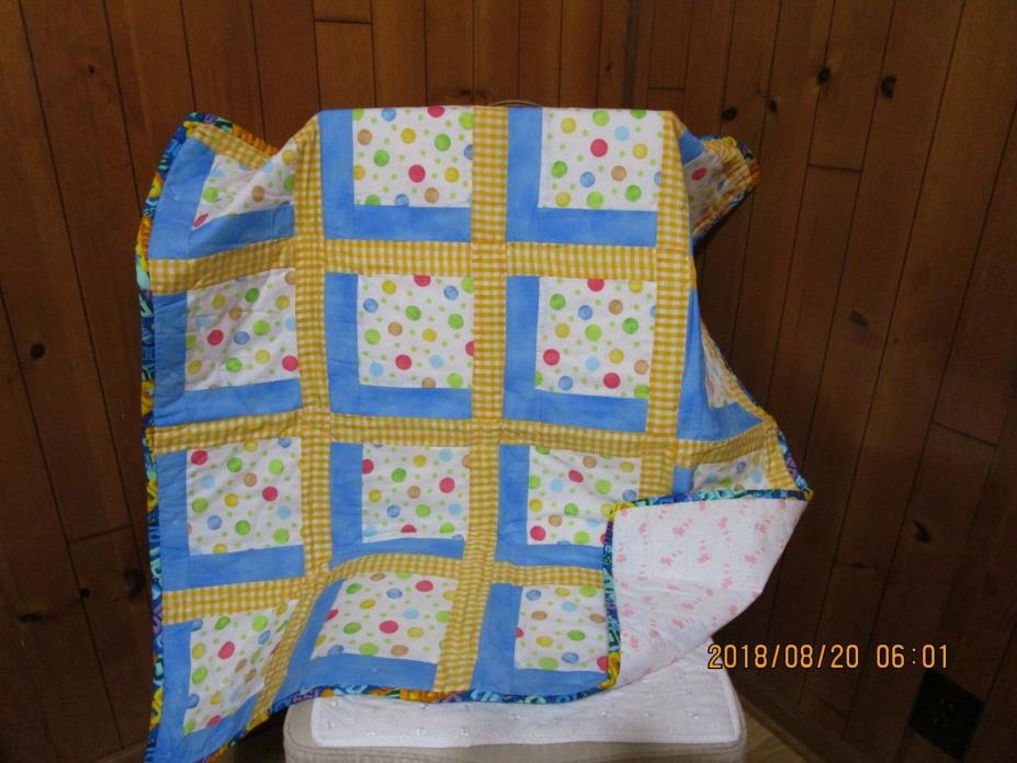 Handmade Baby Quilt Dots & Checks - 39
