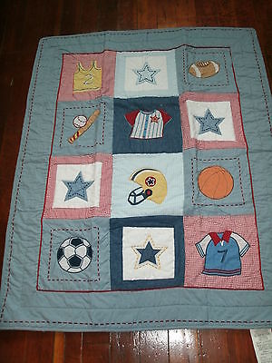 Kids Line Bright Future Boys Crib Quilt Sports Kidsline Blanket GC