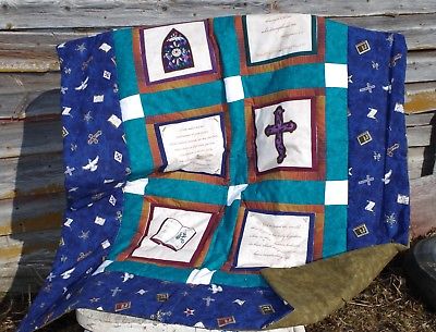 Handmade Church Prayers Baptism Christening Baby Quilt Cotton Blanket Unique NEW