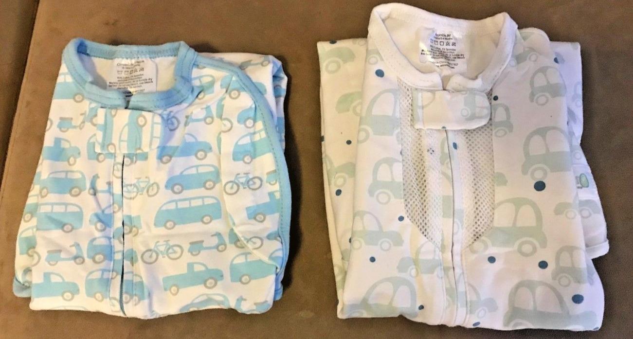 2 Lot Woombie Convertible Blanket newborn 5-13 lbs blue White Beep Cars