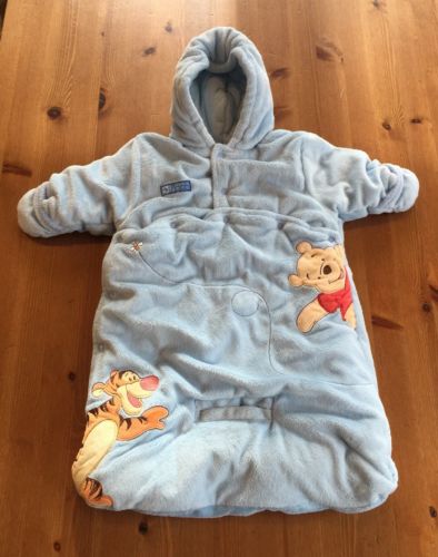 Disney Boy 0-3M Blue Winnie The Pooh Hooded Sleep Sack Very Warm