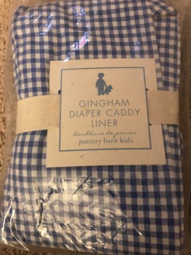 NIP Pottery Barn Kids Blue Gingham SABRINA DIAPER CADDY Liner New With Tags