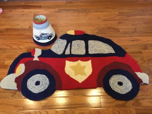 Pottery Barn Kids Police lamp shade and rug. Retired set. Hard to Find