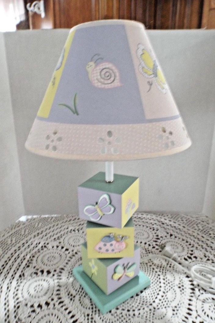 KIDSLINE GOSSAMER WINGS BABY NURSERY LAMP w/ SHADE Butterflies, Flowers, Snails