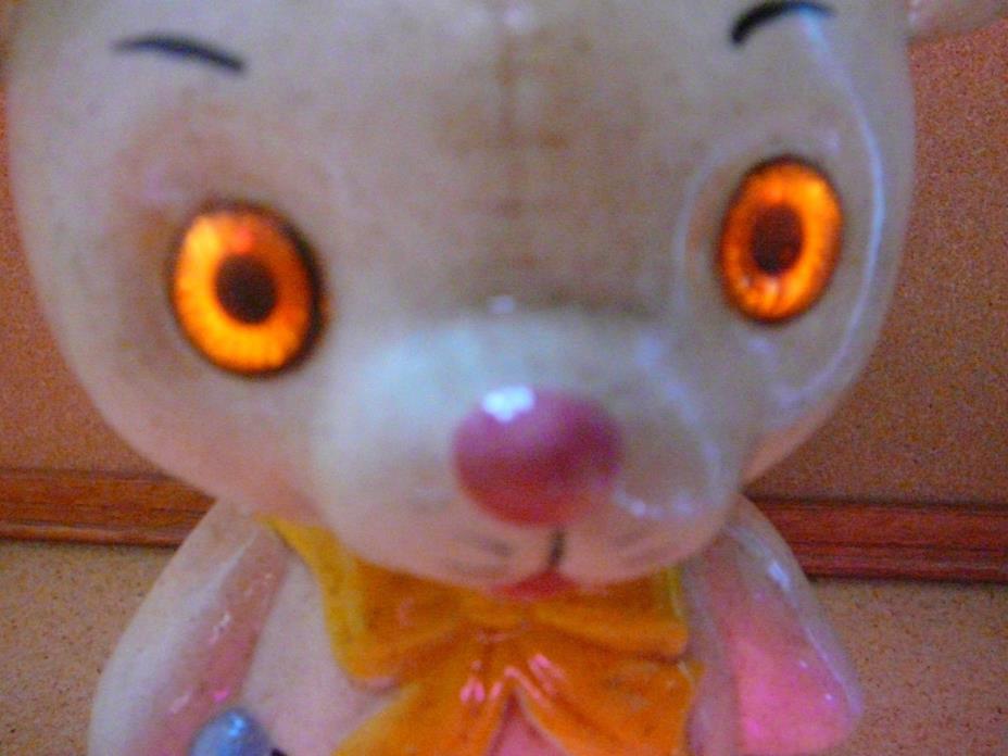 Vintage teddy bear ceramic night light lamp nursery eyes light bottom of feet A2