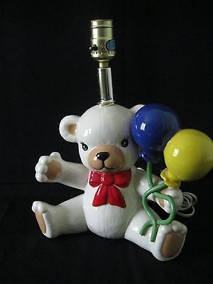 Teddy Bear UNISEX & WHITE BALLONS  Nursery Child's Baby Lamp ( NO SHADE)