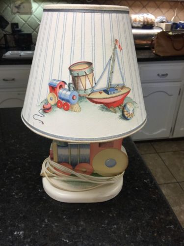 Vintage Child's Wooden Train Lamp
