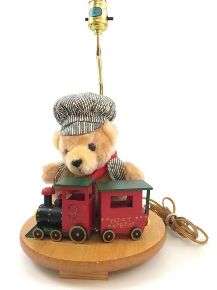 Vintage Bear Train Childs Lamp Music Box Plays It's A Small World After All