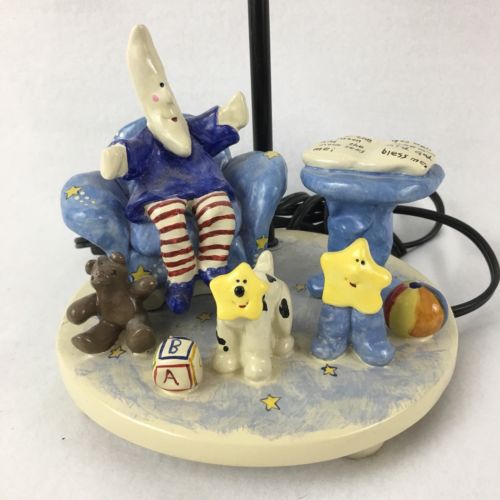 Robin Russell Lamp Nursery Man In The Moon  Studio Pottery 2003 Childrens Room