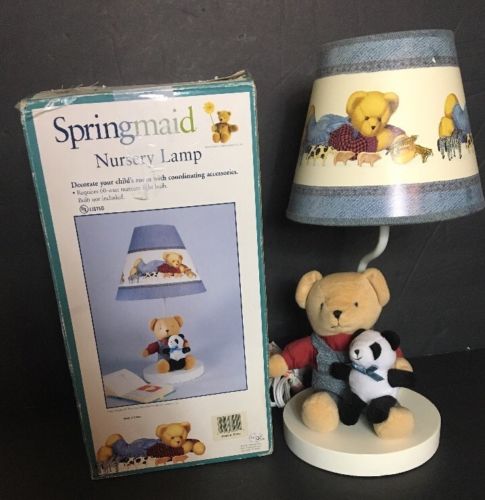 Springmaid Teddy Bear Nursery Lamp and Shade In Original Box North American Bear