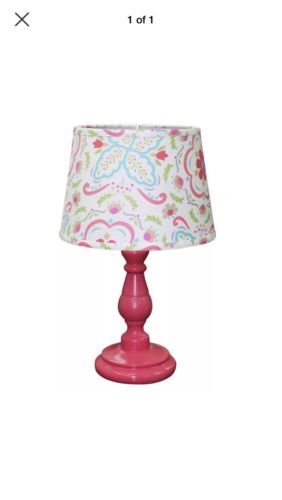 The Peanut Shell Coral Pink And White Nursery Lamp Base And Shade Mila Girls