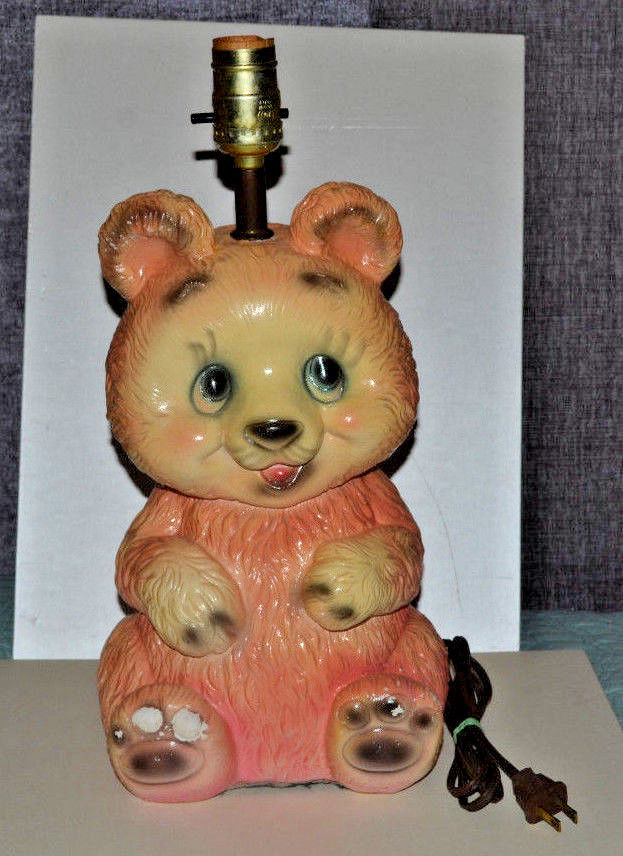Vintage Nursery Teddy Bear Lamp - 15-1/2
