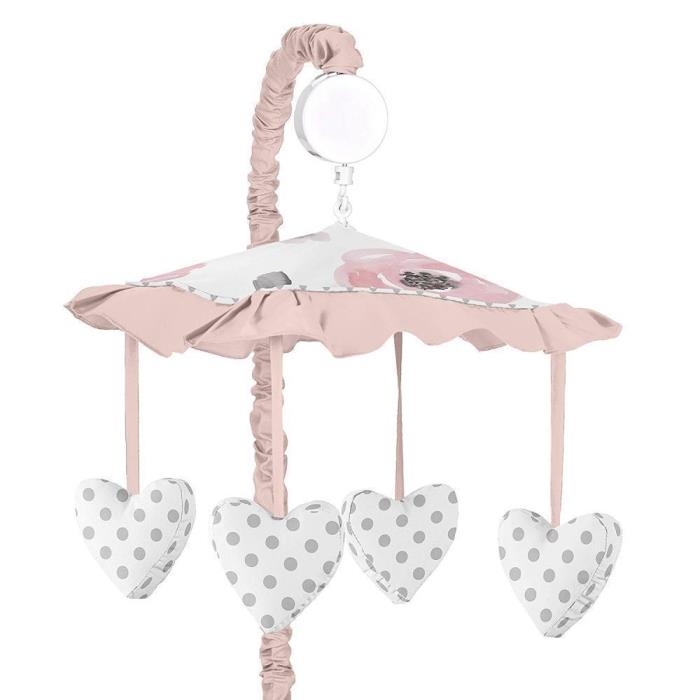 Sweet Jojo Designs Blush Pink Grey & White Musical Baby Crib Mobile ~ NEW * 2590
