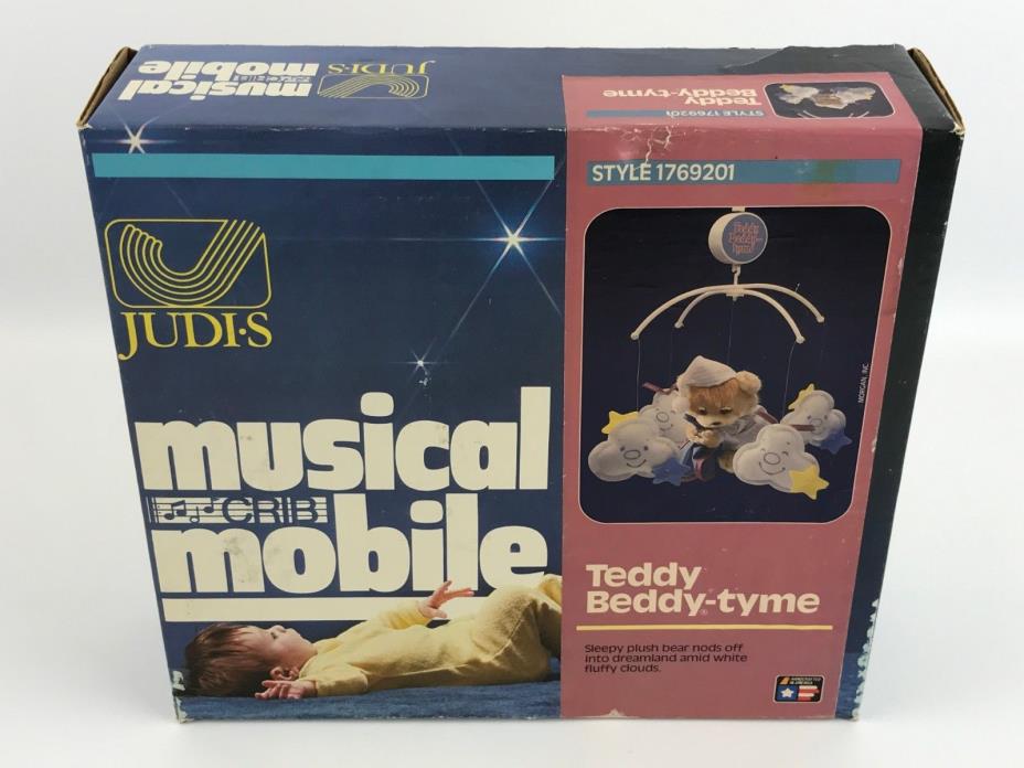 Vintage 80's Teddy Beddy Bear Judi-s Baby Crib Musical Mobile 1769201 USA