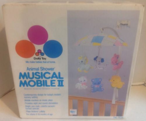 VTG 1986 Musical Mobile II Animal Shower Dolly Toy Wind-up Crib Toy Baby Lullaby