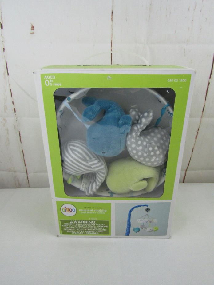 New Circo Whales & Waves Boys Musical Crib Mobile Brahms Lullaby