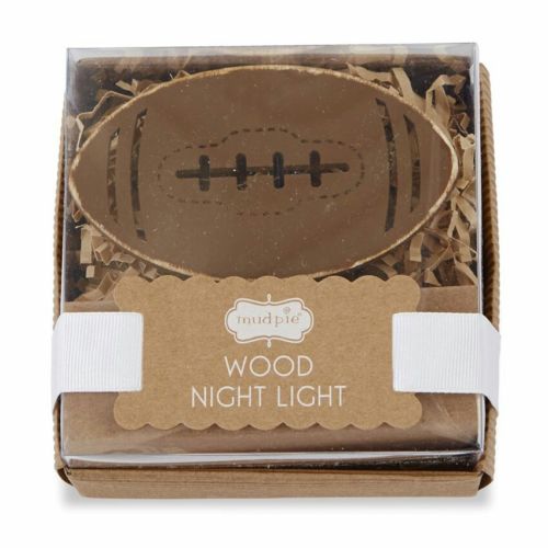 NEW NIB Mud Pie Football Wood Wooden Night Light for Baby Nursery or Child