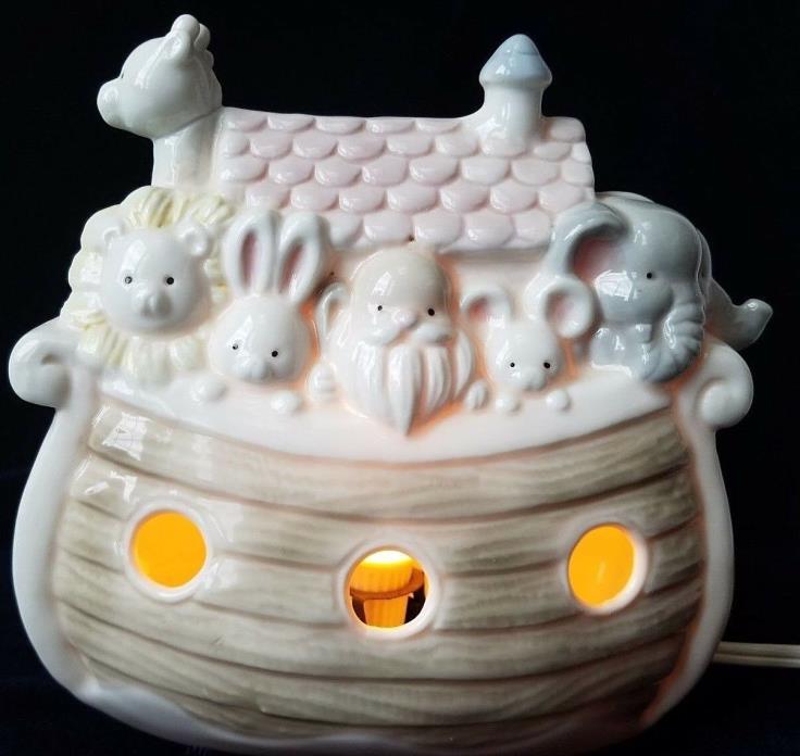 Noah's Ark Baby Room Night Light Precious Moments Ceramic Enesco