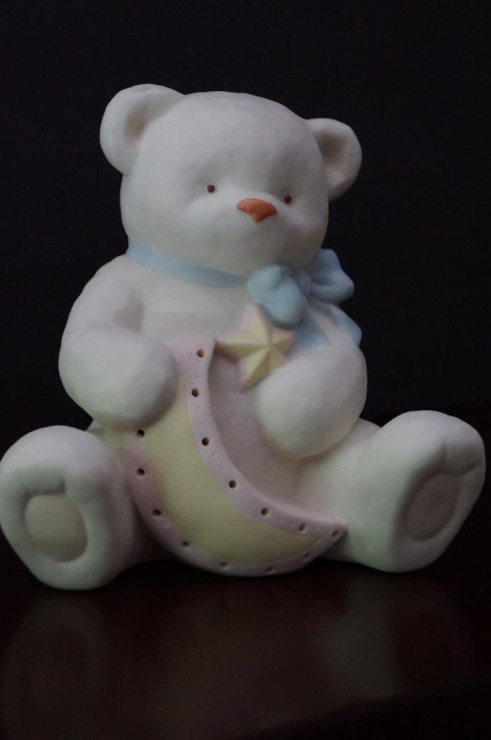 Rare Vintage Russ Baby Precious Keepsakes Teddy & Moon Porcelain Night Light