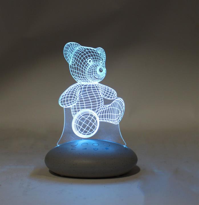 ACRYLIC NIGHT LIGHT WITH SOUND NURSERY BLUE BEAR B/OP  BABY BOY DECOR NEW