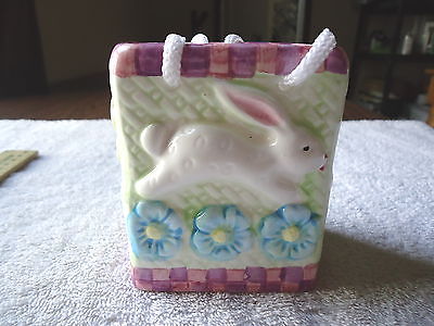 Babys Room Planter / Trinket Box With Pics Of Rabbits / Flowers 